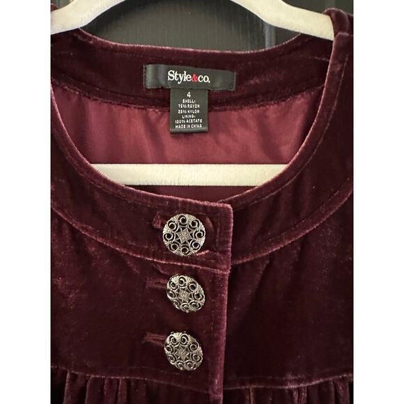 Style&Co Women's Eggplant Red Velvet Evening Jacket Blazer Size 4 - Picture 6 of 6